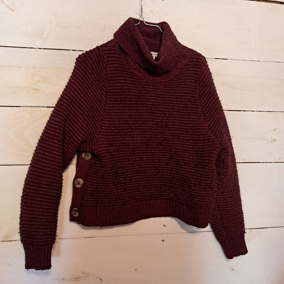 Madewell Wool Blend Chunky Turtleneck Sweater with Buttons On Side Size Small - Picture 1 of 6